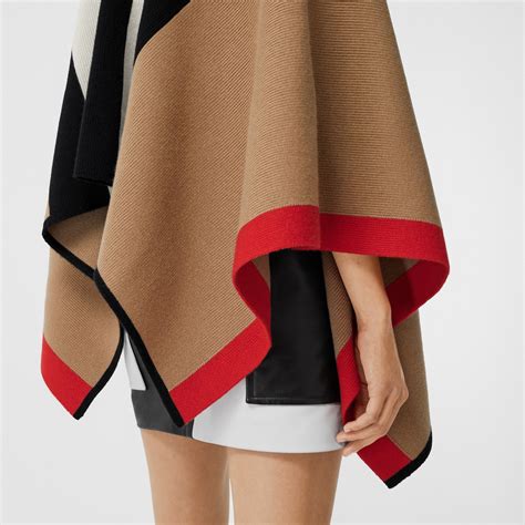 burberry striped wool cashmere cape|authentic burberry poncho.